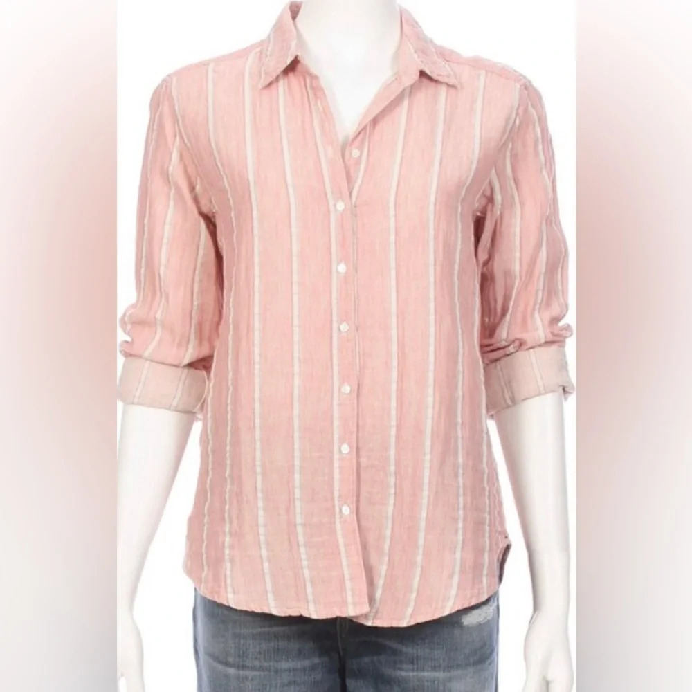 Xirena Stripe Beau Gauze Button Down Long Sleeve Size Medium